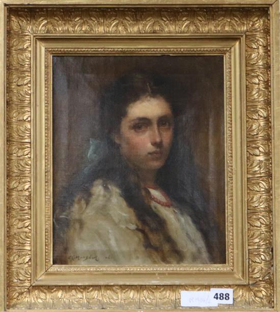 Charles Edward Marshall, oil on canvas, portrait of a young lady, signed and dated 06, 30 x 24cm